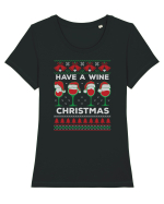 amuzant cu motive de Crăciun - Have a wine Christmas Tricou mânecă scurtă guler larg fitted Damă Expresser