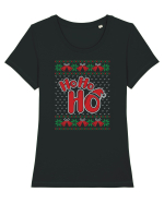 amuzant cu motive de Crăciun - Ho ho ho Tricou mânecă scurtă guler larg fitted Damă Expresser