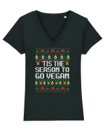 amuzant cu motive de Crăciun - Tis the season to go vegan Tricou mânecă scurtă guler V Damă Evoker