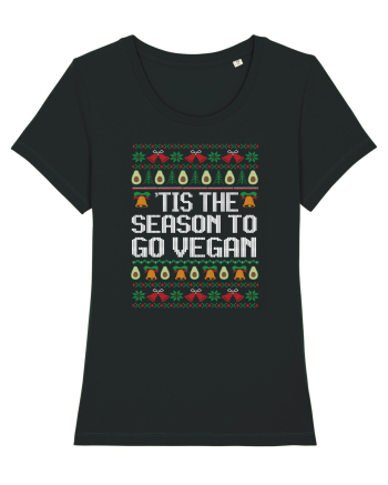 amuzant cu motive de Crăciun - Tis the season to go vegan Black