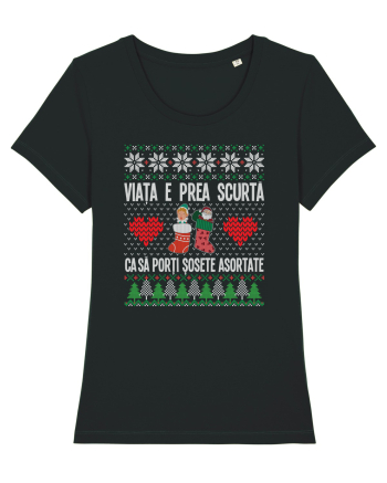 amuzant cu motive de Crăciun - Viata e prea scurta ca sa porti sosete asortate Black