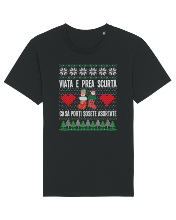 amuzant cu motive de Crăciun - Viata e prea scurta ca sa porti sosete asortate Black