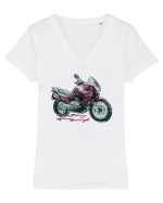 Adventure motorcycles are fun Transalp 650 Tricou mânecă scurtă guler V Damă Evoker