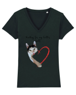 Pisi love Tricou mânecă scurtă guler V Damă Evoker