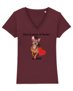 Iubitor de animale Pinscher Pitic Tricou mânecă scurtă guler V Damă Evoker
