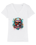 Graffiti skull  Tricou mânecă scurtă guler V Damă Evoker