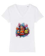 Urban  Graffiti Tricou mânecă scurtă guler V Damă Evoker