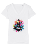 Graffiti chess piece Tricou mânecă scurtă guler V Damă Evoker