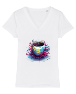 Urban coffee Tricou mânecă scurtă guler V Damă Evoker
