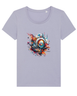 Urban Life Abstract Tricou mânecă scurtă guler larg fitted Damă Expresser