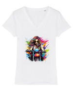 Urban Ride Abstract Tricou mânecă scurtă guler V Damă Evoker