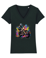 Biker Life Tricou mânecă scurtă guler V Damă Evoker