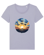 Urban Life Tricou mânecă scurtă guler larg fitted Damă Expresser