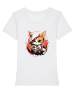 Sweet cat Tricou mânecă scurtă guler larg fitted Damă Expresser