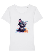 Sweet cat Tricou mânecă scurtă guler larg fitted Damă Expresser