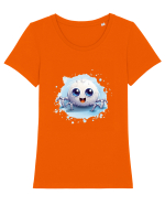 Sweet spider Tricou mânecă scurtă guler larg fitted Damă Expresser