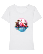 Sweet flamingo Tricou mânecă scurtă guler larg fitted Damă Expresser