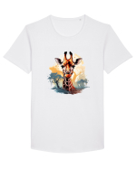 Savana Giraffe  Tricou mânecă scurtă guler larg Bărbat Skater