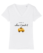 Home Is Where I Park It Tricou mânecă scurtă guler V Damă Evoker