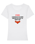 VIAȚA E SUPĂRATĂ PE MINE Tricou mânecă scurtă guler larg fitted Damă Expresser
