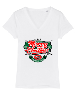 Merry christmas Fishing Club Tricou mânecă scurtă guler V Damă Evoker