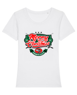 Merry christmas Fishing Club Tricou mânecă scurtă guler larg fitted Damă Expresser