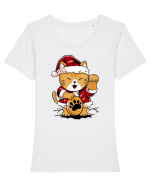 LUCKY MEOW SANTA Tricou mânecă scurtă guler larg fitted Damă Expresser