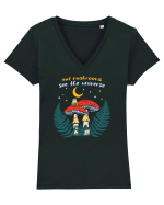 Eat mushrooms Tricou mânecă scurtă guler V Damă Evoker