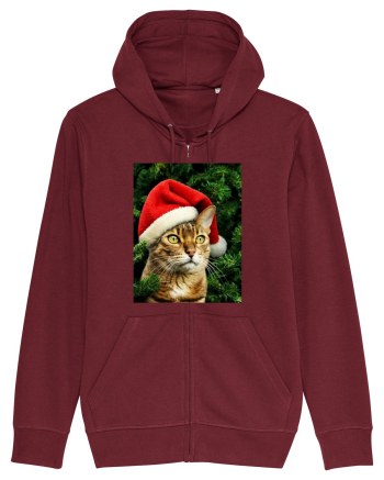 Cat in Christmas tree Burgundy