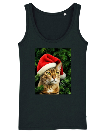 Cat in Christmas tree Black
