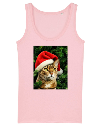 Cat in Christmas tree Cotton Pink