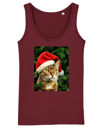 Cat in Christmas tree Burgundy