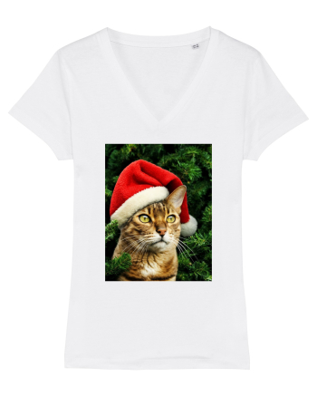 Cat in Christmas tree White