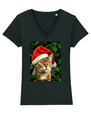 Cat in Christmas tree Black