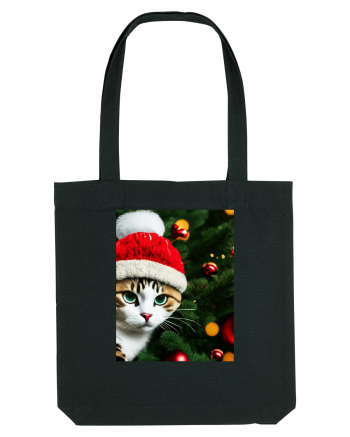 Cat in Christmas tree Black
