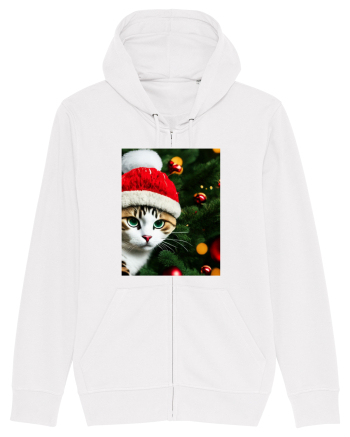 Cat in Christmas tree White