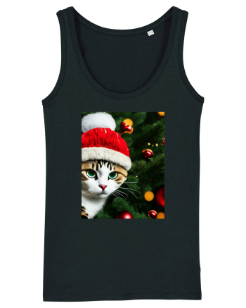 Cat in Christmas tree Black