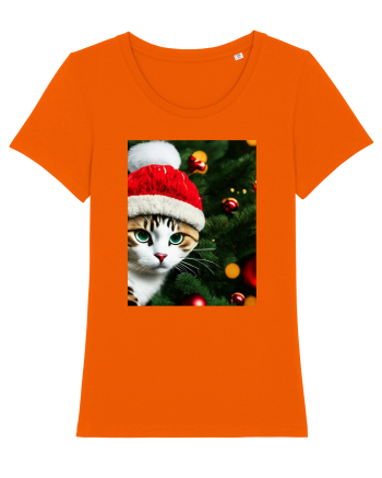 Cat in Christmas tree Bright Orange