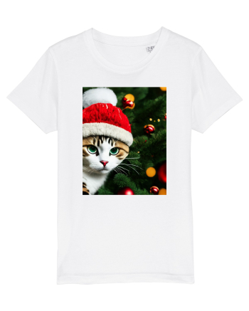 Cat in Christmas tree White