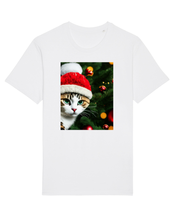 Cat in Christmas tree White