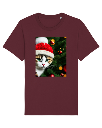 Cat in Christmas tree Burgundy