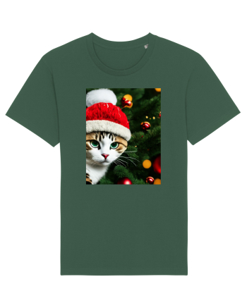 Cat in Christmas tree Bottle Green