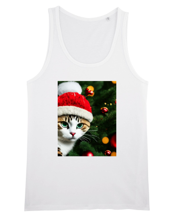 Cat in Christmas tree White