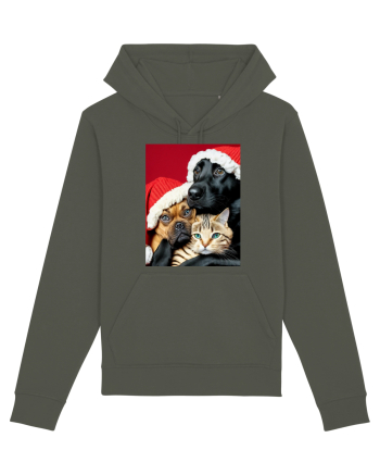 Dogs and cat in Christmas spirit  Khaki