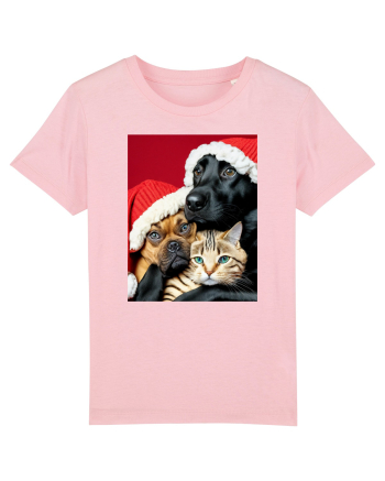 Dogs and cat in Christmas spirit  Cotton Pink