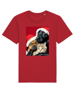 Dogs and cat in Christmas spirit  Tricou mânecă scurtă Unisex Rocker