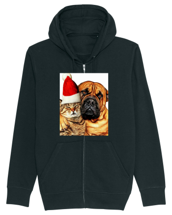 Dogs and cat in Christmas spirit Black