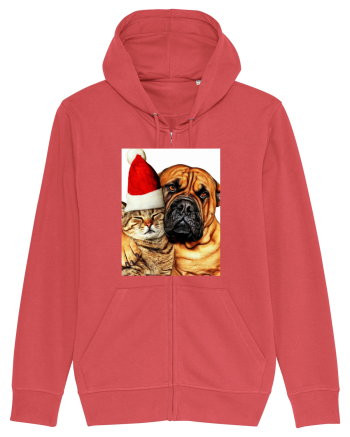 Dogs and cat in Christmas spirit Carmine Red