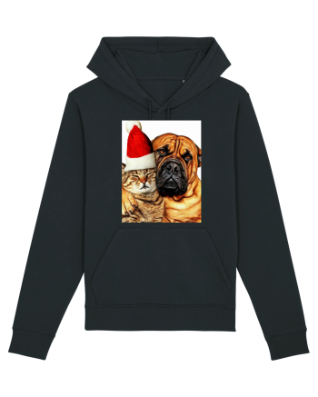 Dogs and cat in Christmas spirit Black