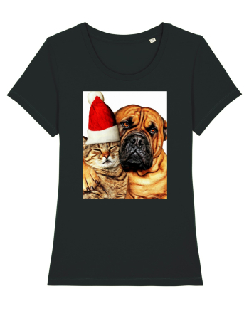Dogs and cat in Christmas spirit Black